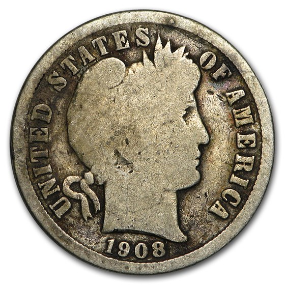 1908-D Barber Dime Good/VG 1908-D Barber Dime Good/VG